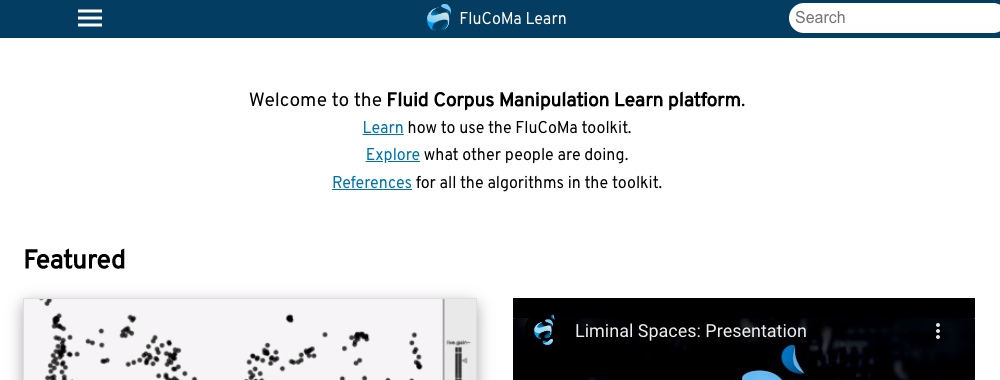 FluCoMa learn website screenshot